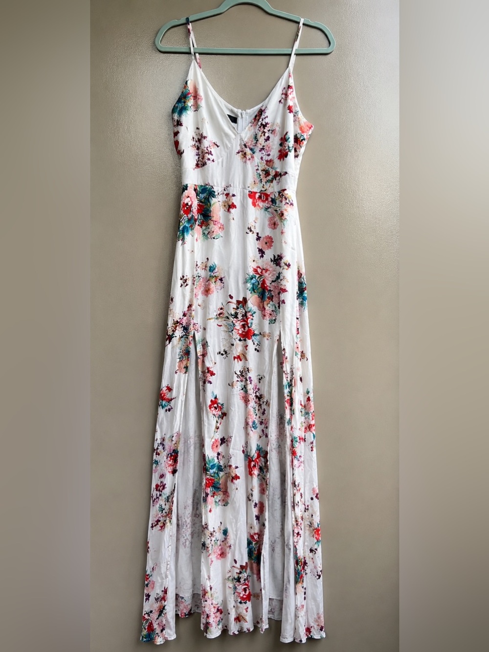 PARISIAN Floral Maxi Dress White Multicolor Peasant Chic Resort Boho Cottagecore - Picture 3 of 15